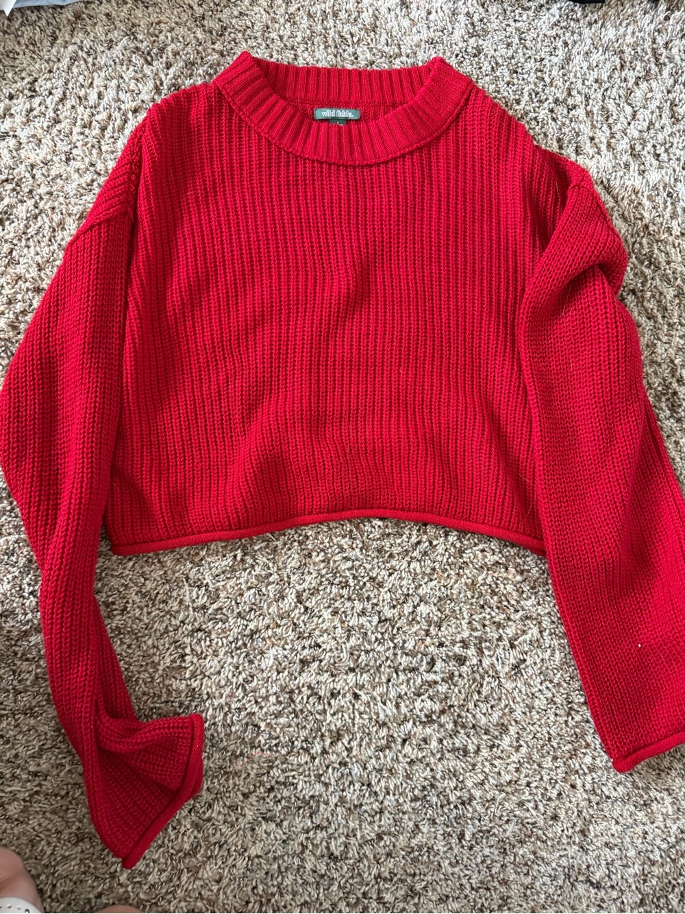 wild fable Red Ribbed Knit Pullover